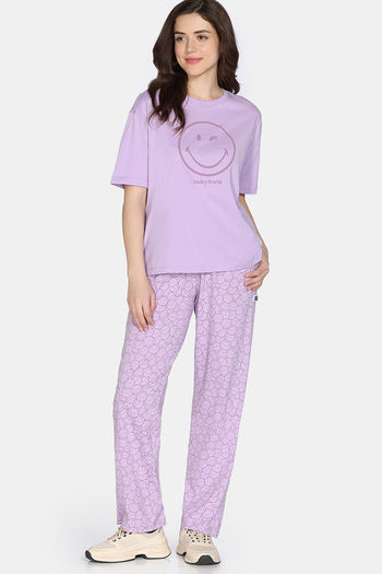 Buy Zivame 2 Mile Fashion Knit Cotton Loungewear Set - Orchid